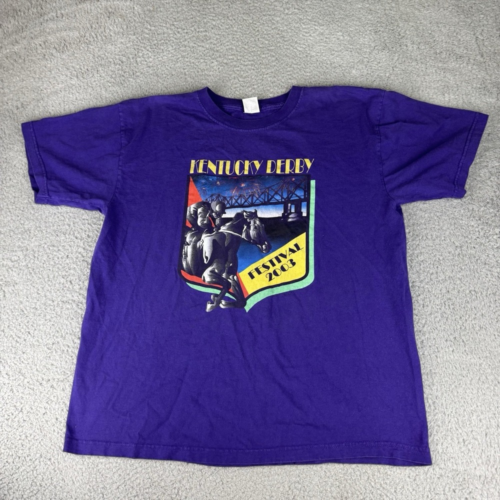 Vintage Kentucky Derby Festival Shirt Purple Men's Size Xl Y2k Horse Racing 2003